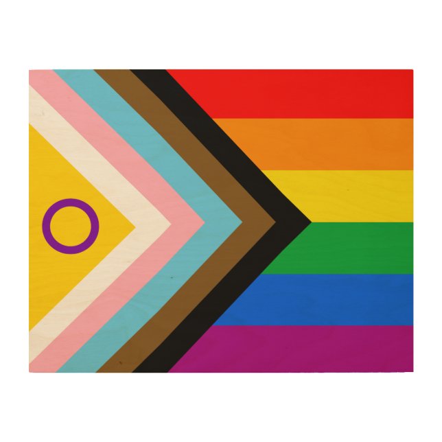 Intersex Inclusive Progress Pride Flag Wood Wall Art (Front)