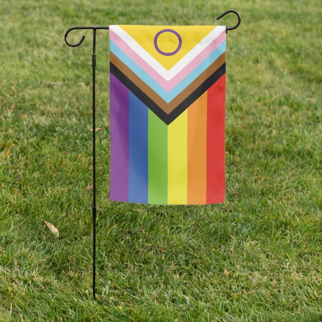 Intersex-Inclusive Progress Pride Garden Flag (In SItu)