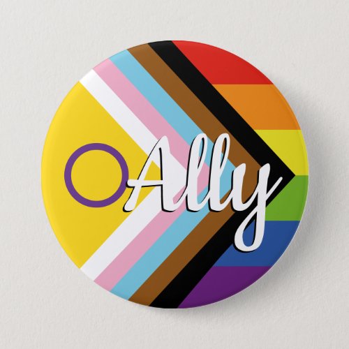 Intersex Inclusive Progress Pride Rainbow Button