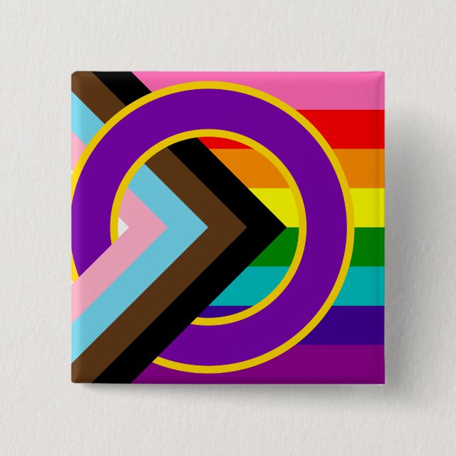Intersex Inclusive Progressive Pride Flag Button (Front)