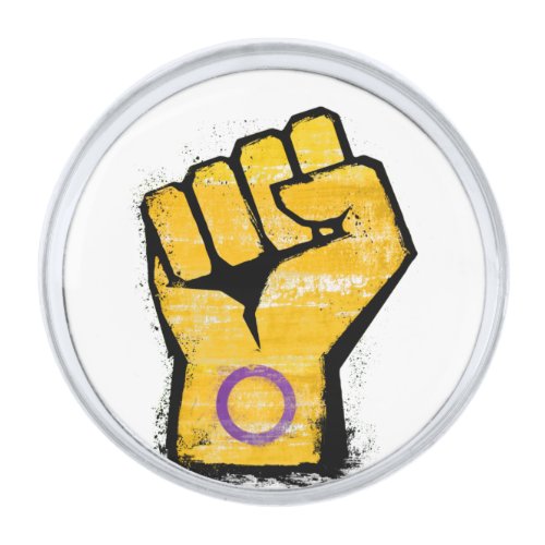 Intersex Pride Fist Silver Finish Lapel Pin