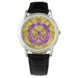 Intersex Pride Flag Colors Dragon Damask Watch