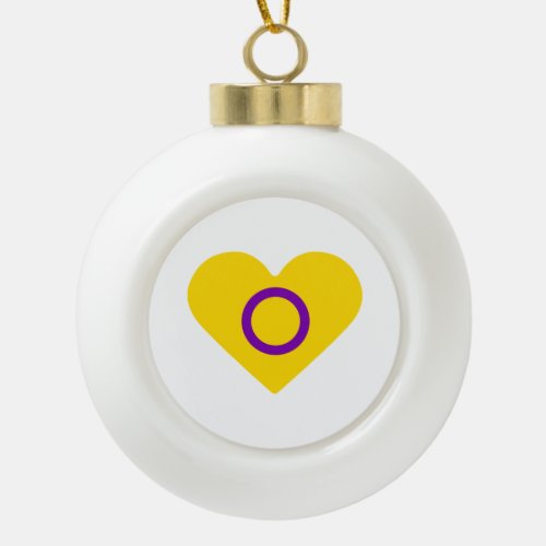 Intersex Pride Flag Heart Ceramic Ball Christmas Ornament