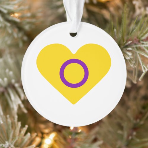 Intersex Pride Flag Heart Ornament