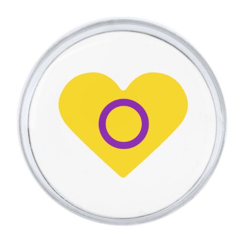 Intersex Pride Flag Heart Silver Finish Lapel Pin