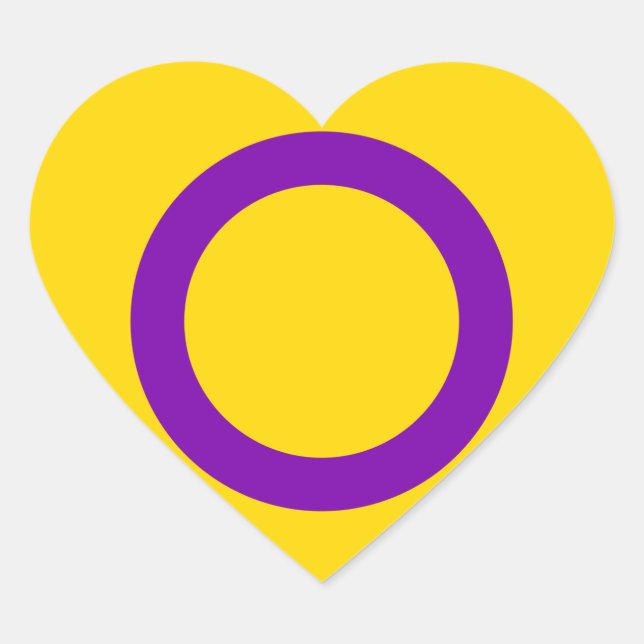 Intersex Pride Flag Heart Sticker (Front)