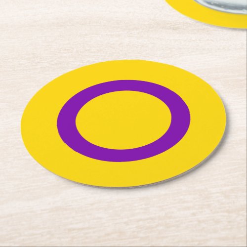 Intersex Pride Flag Round Paper Coaster