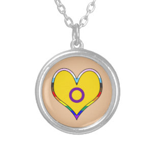 Intersex Pride Heart Silver Plated Necklace