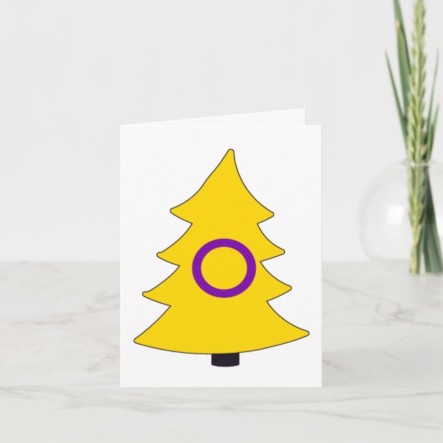 Intersex Pride Holigay Tree Holiday Card (Front)