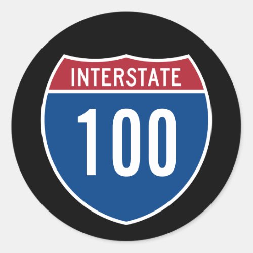 Interstate 100 classic round sticker