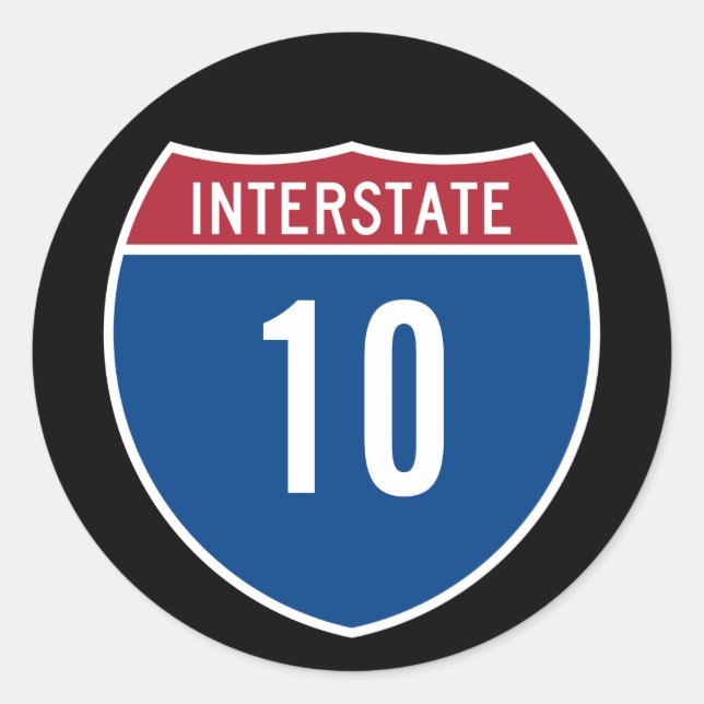 Interstate 10 classic round sticker (Front)