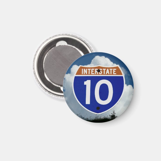 Interstate 10 Highway Shield, Clouds and Sky Magnet (Front/Back)