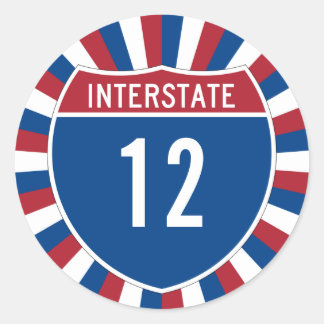 Interstate 12 classic round sticker