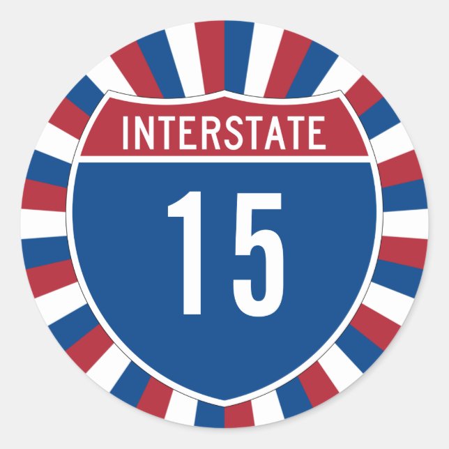 Interstate 15 classic round sticker (Front)