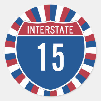 Interstate 15 classic round sticker