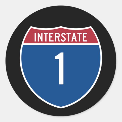 Interstate 1 classic round sticker