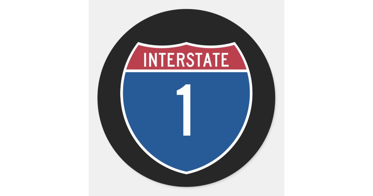Interstate 1 classic round sticker | Zazzle