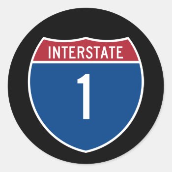 Interstate 1 Classic Round Sticker by designs4you at Zazzle