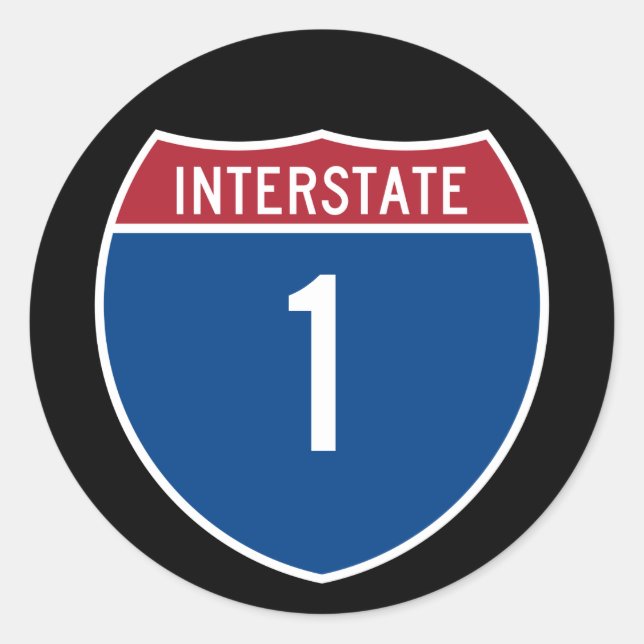 Interstate 1 classic round sticker (Front)