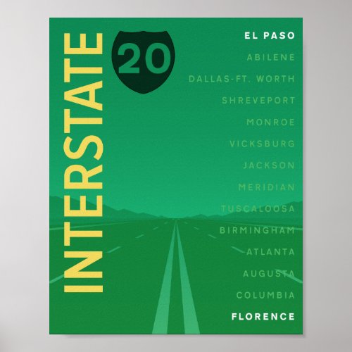 Interstate 20 I_20 Poster Green
