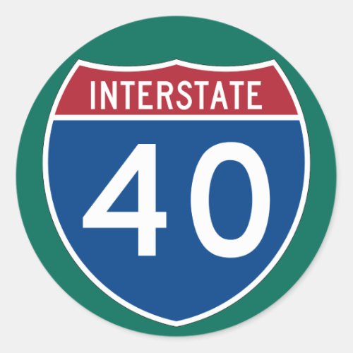 Interstate 40 I_40 Highway Sign pack of 620 Classic Round Sticker