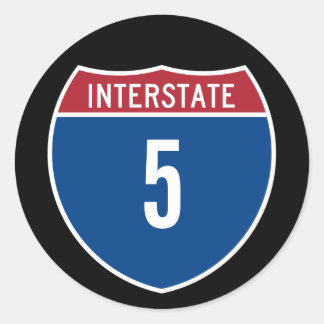 Interstate 5 classic round sticker
