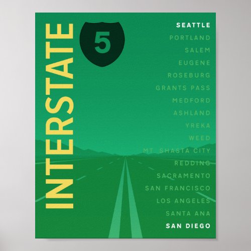 Interstate 5 I_5 Poster Green