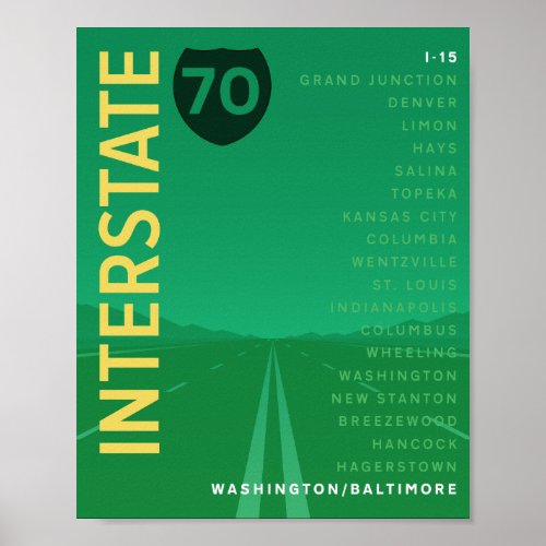 Interstate 70 I_70 Poster Green