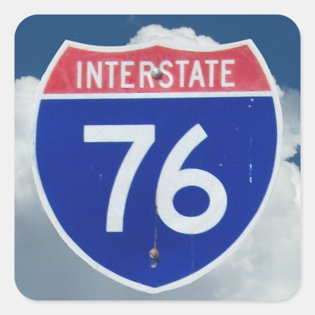 Interstate 76 Highway Sign, Shield Square Sticker (Front)