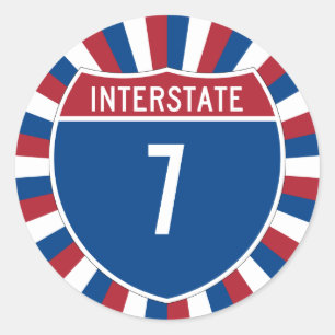 Interstate 7 classic round sticker