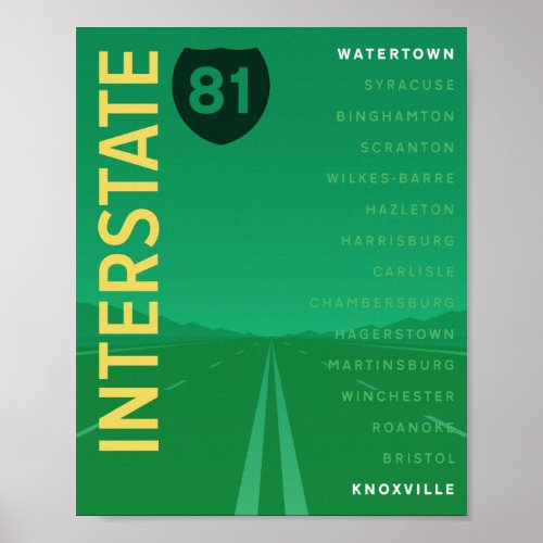 Interstate 81 I_81 Poster Green