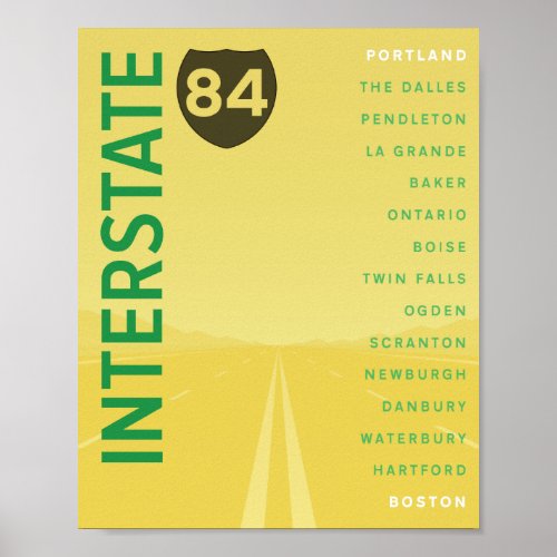 Interstate 84 I_84 Poster Yellow
