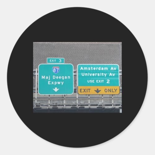 Interstate 87 Major Deegan Expressway sign on I95 Classic Round Sticker