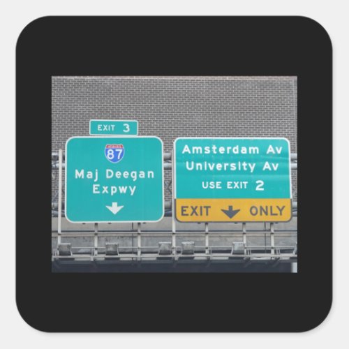 Interstate 87 Major Deegan Expressway sign on I95 Square Sticker