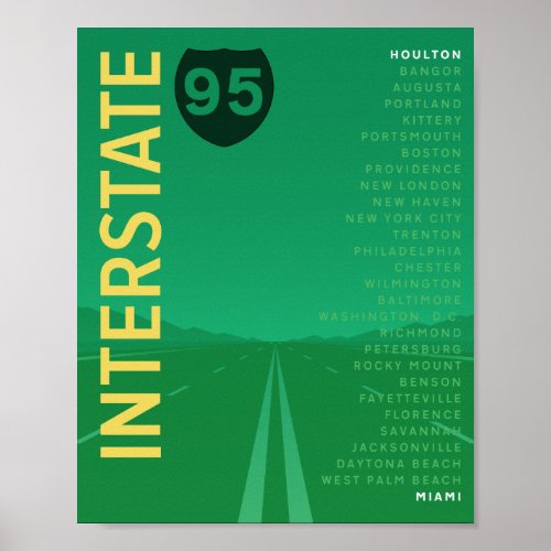 Interstate 95 I_95 Poster Green