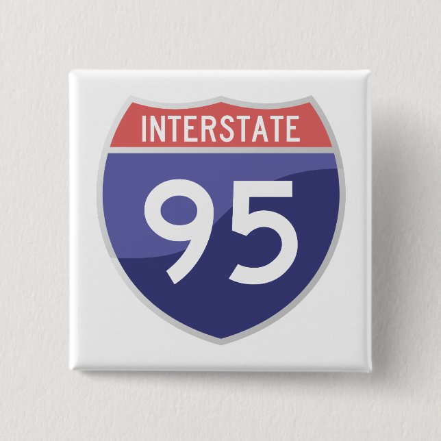 Interstate 95 (I-95) Road Trip Travel Pinback Button (Front)
