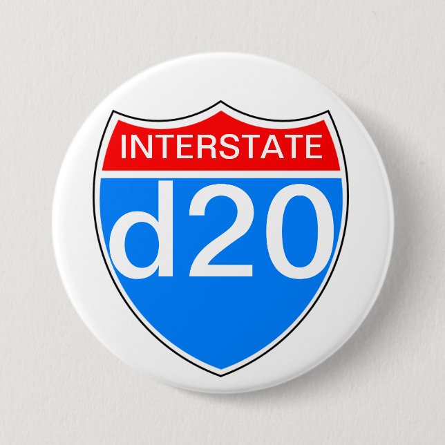 Interstate d20 pinback button (Front)