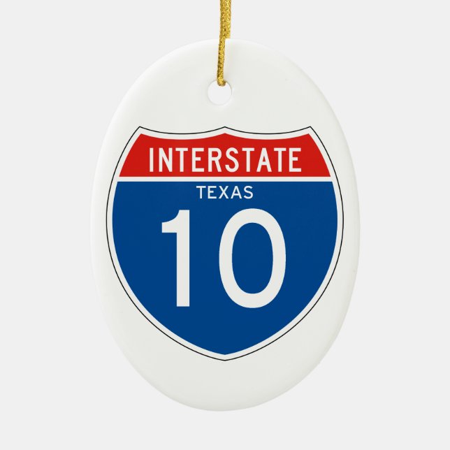 Interstate Sign 10 - Texas Ceramic Ornament (Front)