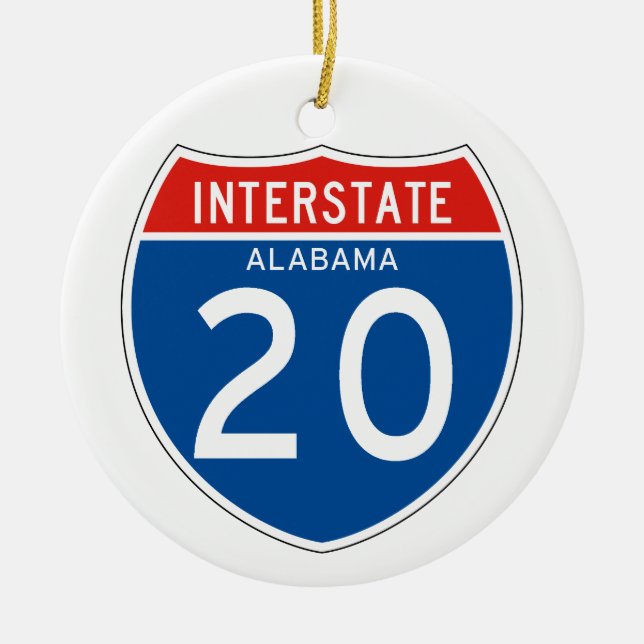 Interstate Sign 20 - Alabama Ceramic Ornament (Front)