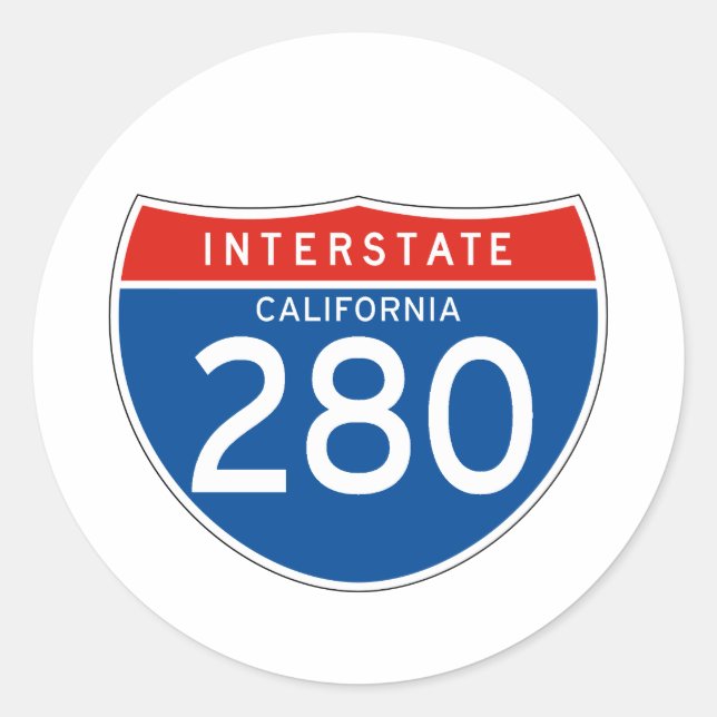 Interstate Sign 280 - California Classic Round Sticker (Front)