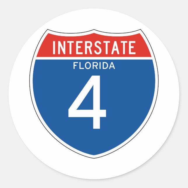 Interstate Sign 4 - Florida Classic Round Sticker (Front)