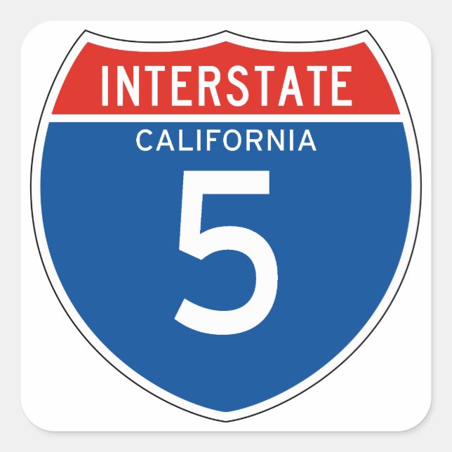 Interstate Sign 5 - California Square Sticker (Front)