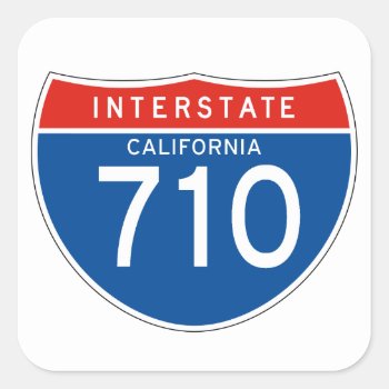 Interstate Sign 710 - California Square Sticker by worldofsigns at Zazzle