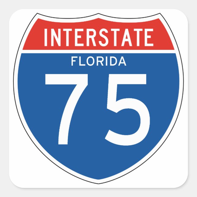 Interstate Sign 75 - Florida Square Sticker (Front)