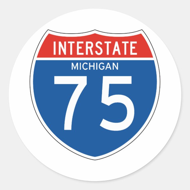 Interstate Sign 75 - Michigan Classic Round Sticker (Front)