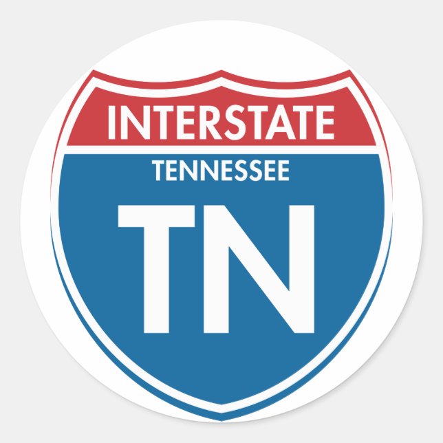 Interstate Tennessee TN Classic Round Sticker (Front)