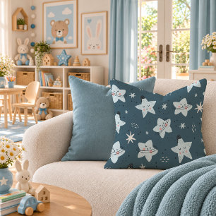 Interstellar Pastel Blue Cosmic Throw Pillow Art