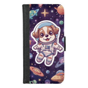 Interstellar Paws – Cute Space Dog in Adventure iPhone 8/7 Wallet Case