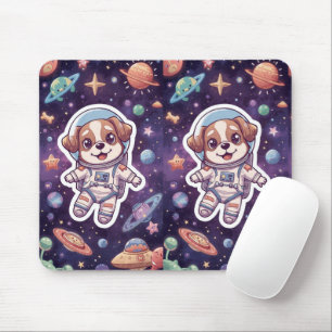Interstellar Paws – Cute Space Dog in Adventure Mouse Pad