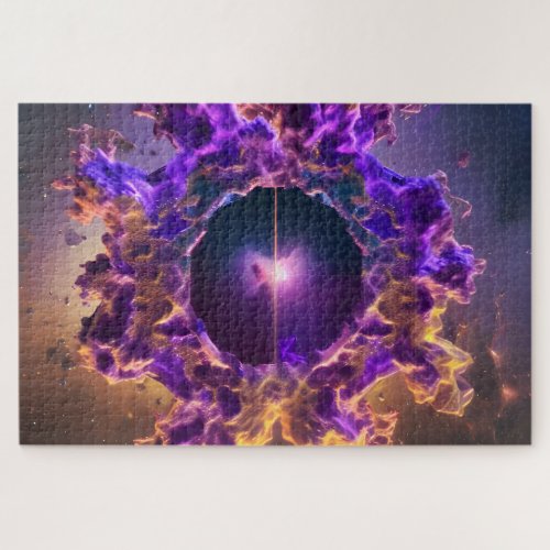Interstellar purple and gold portal event horizon jigsaw puzzle